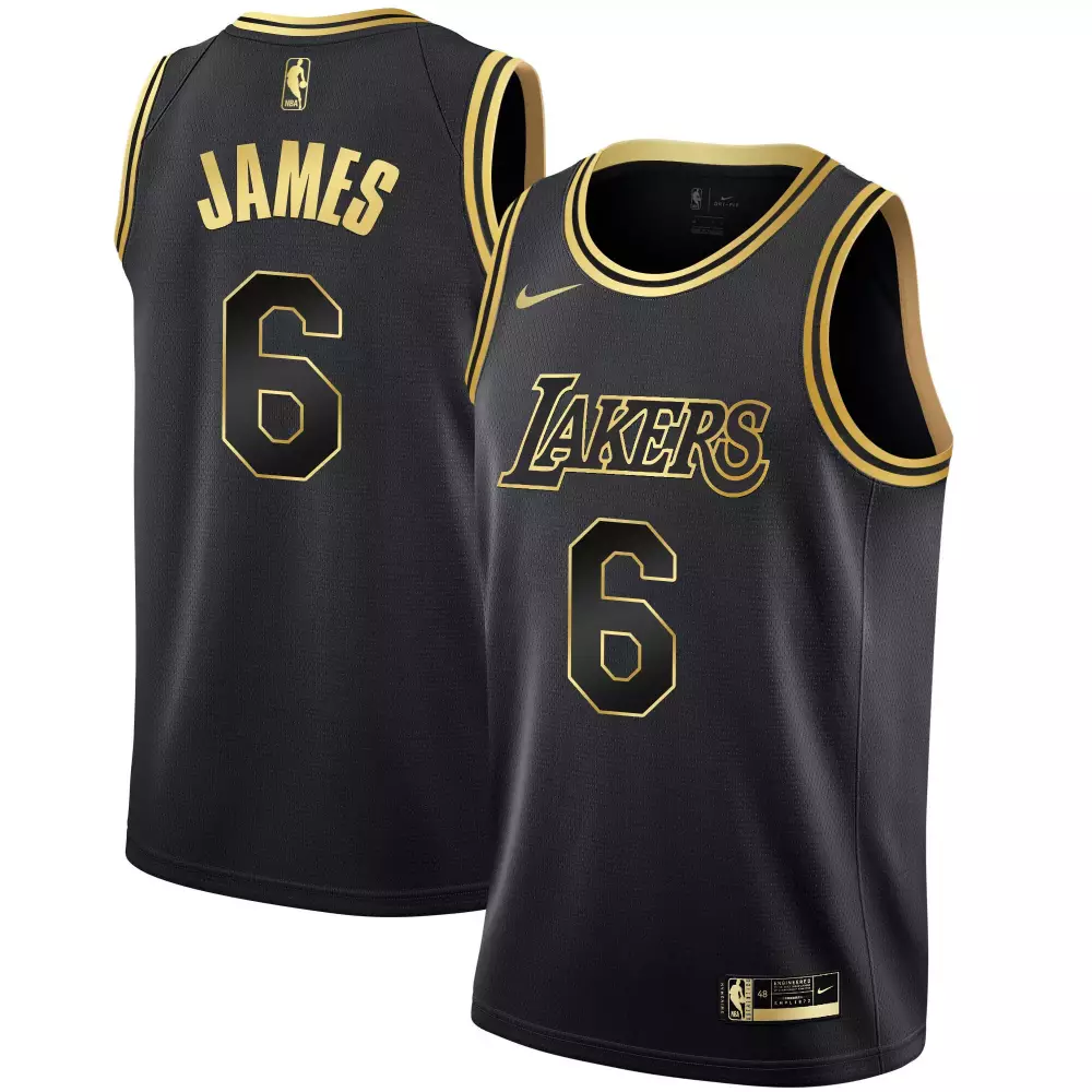 Bronny James 6 Lakers Jersey Black Men Gold Limited All Stitched