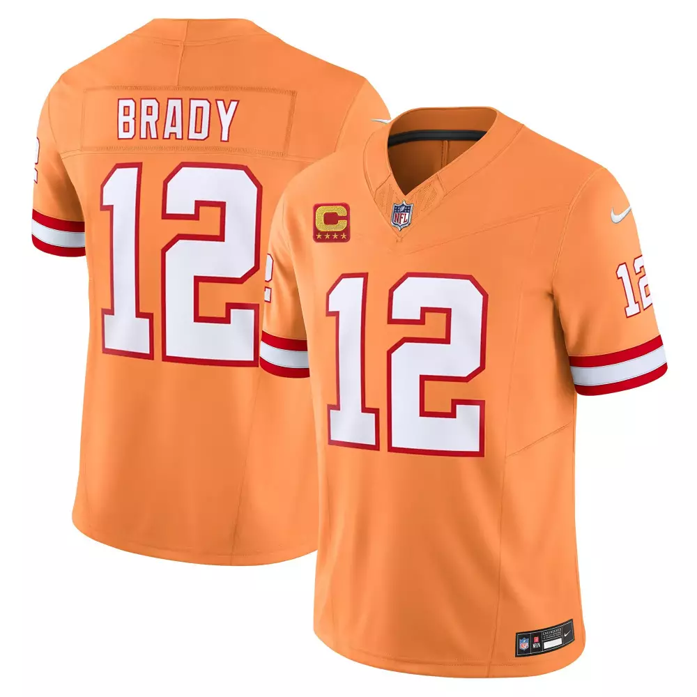 Tom Brady 12 Buccaneers Jersey Orange Creamsicle Stars Men White Red All Stitched
