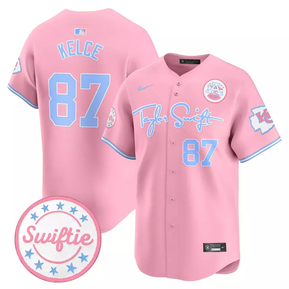 Kelce 87 Kansas City Royals Jersey Pink Taylor Swift Swiftie Men Light Blue White
