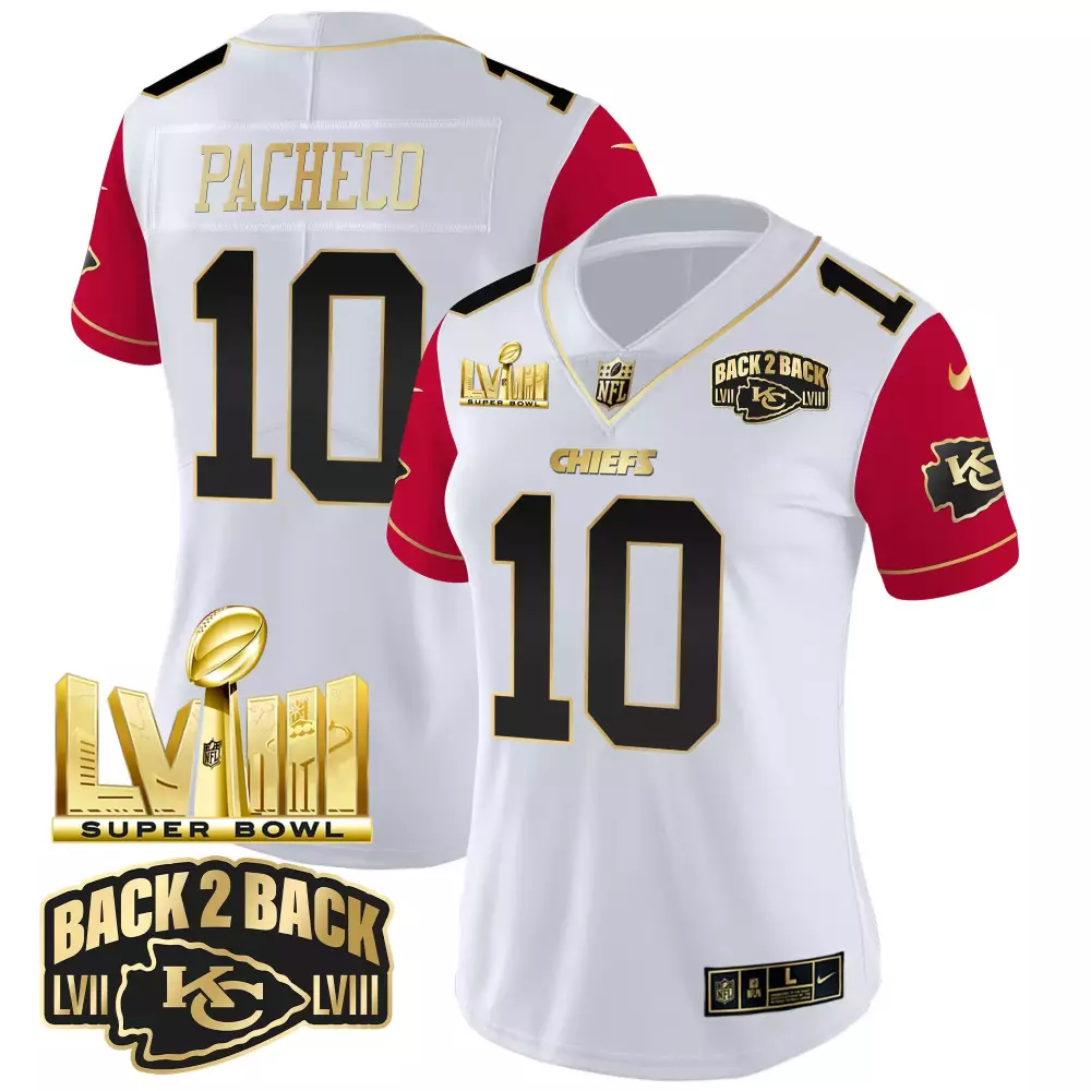 Pacheco Back 10 Chiefs Jersey White Super Bowl Lviii Champions 2023 Women Authentic