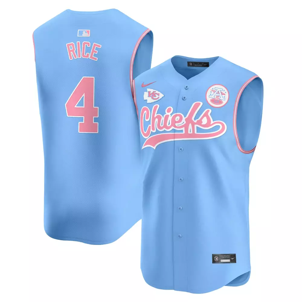 Rashee Rice 4 Kansas City Chiefs Jersey Light Blue Connect Kc A's Men Pink White