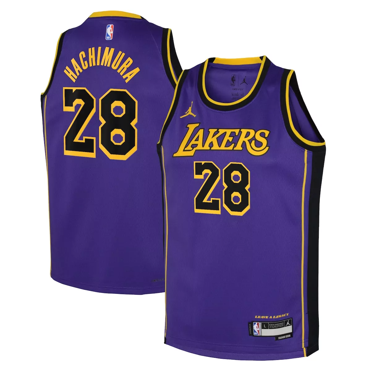 Rui Hachimura 28 Lakers Jersey Purple Statement Edition Men Standard Yellow Black