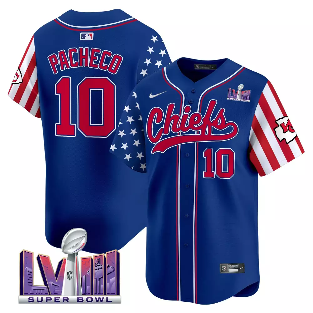 Pacheco Independence 10 Chiefs Jersey Royal Blue Super Bowl Lvii Men Split Custom Design