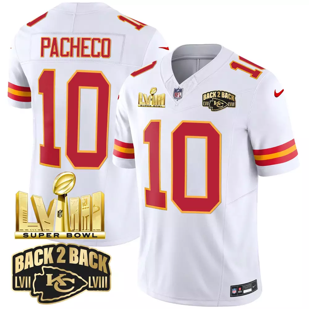 Pacheco Lvii 10 Jersey White Super Bowl Lviii Champions Kansas City Chiefs Men Player