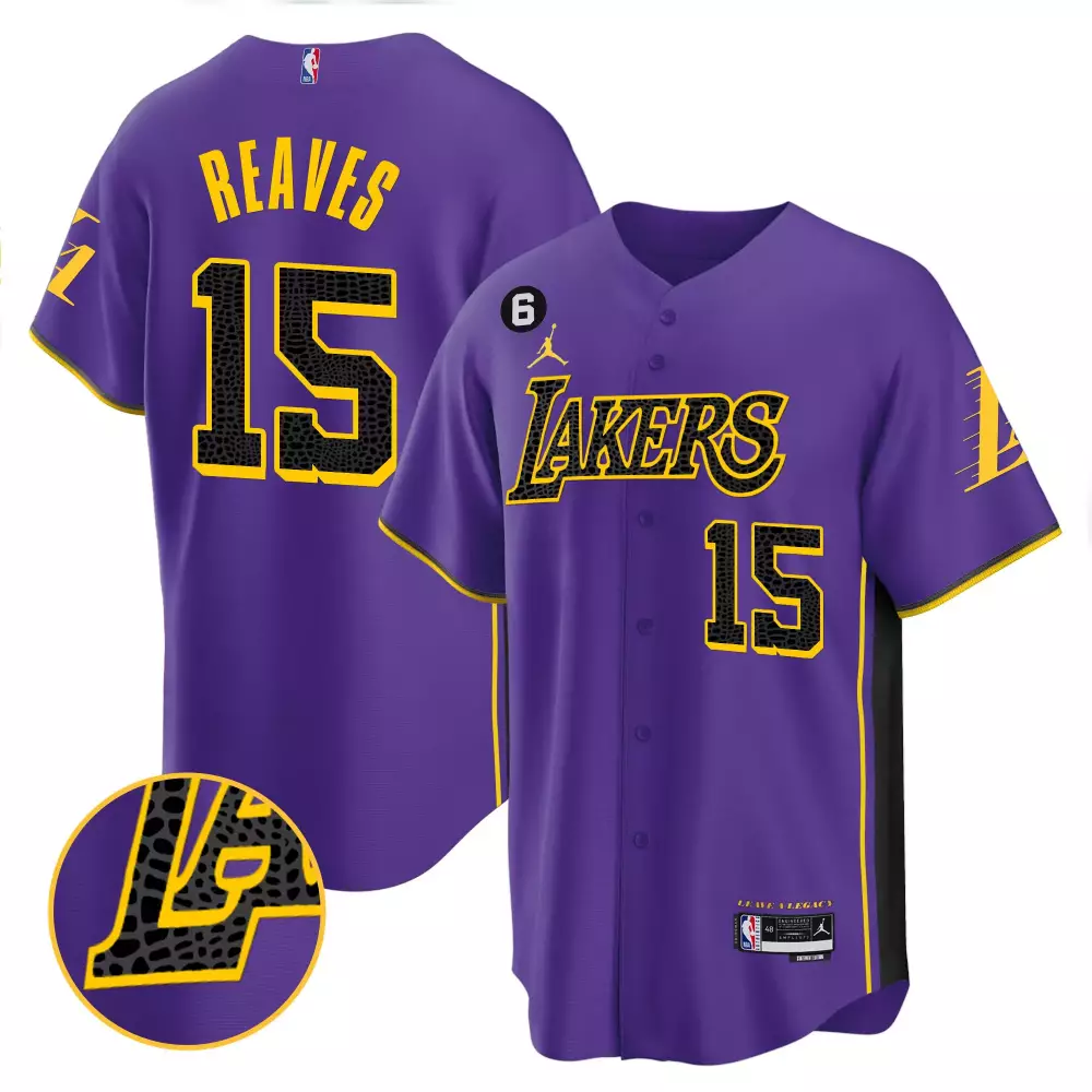 Austin Reaves 15 Lakers Jersey Purple Legacy 2023 Men Yellow Black Cool Base All
