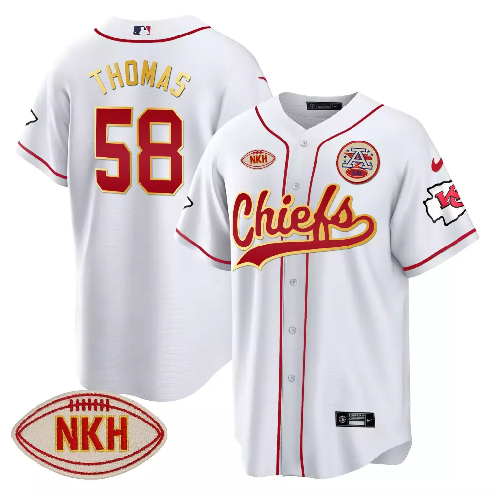 Thomas Nkh 58 Kansas City Chiefs Jersey White Connect Afl 2023 Men Red Gold All Stitched