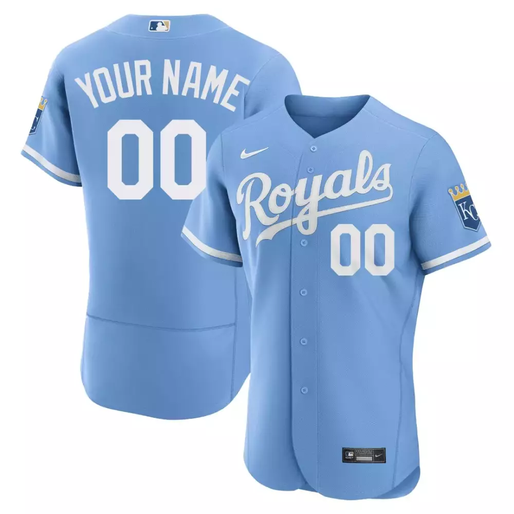 Custom Royals Jersey Light Blue Kc Men White All Stitched Vapor