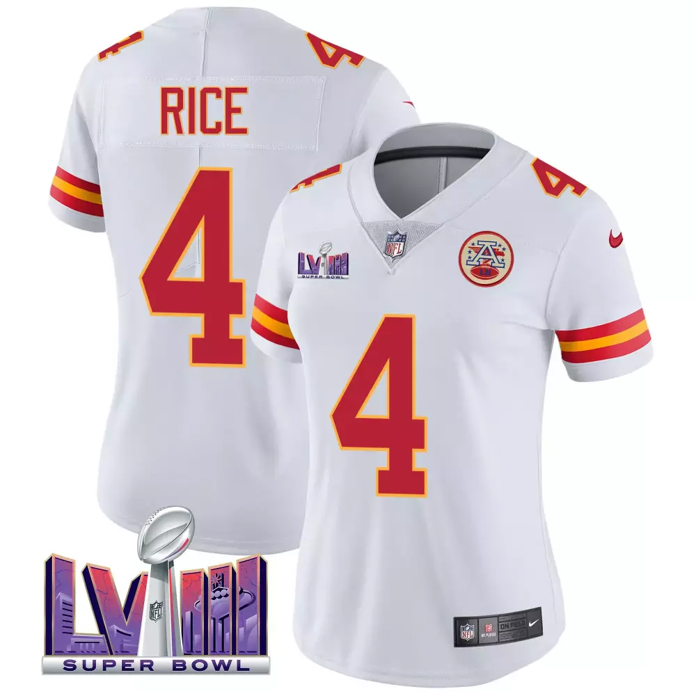 Rashee Rice 4 Kansas City Chiefs Jersey White Super Bowl Lviii 2023 Women Player
