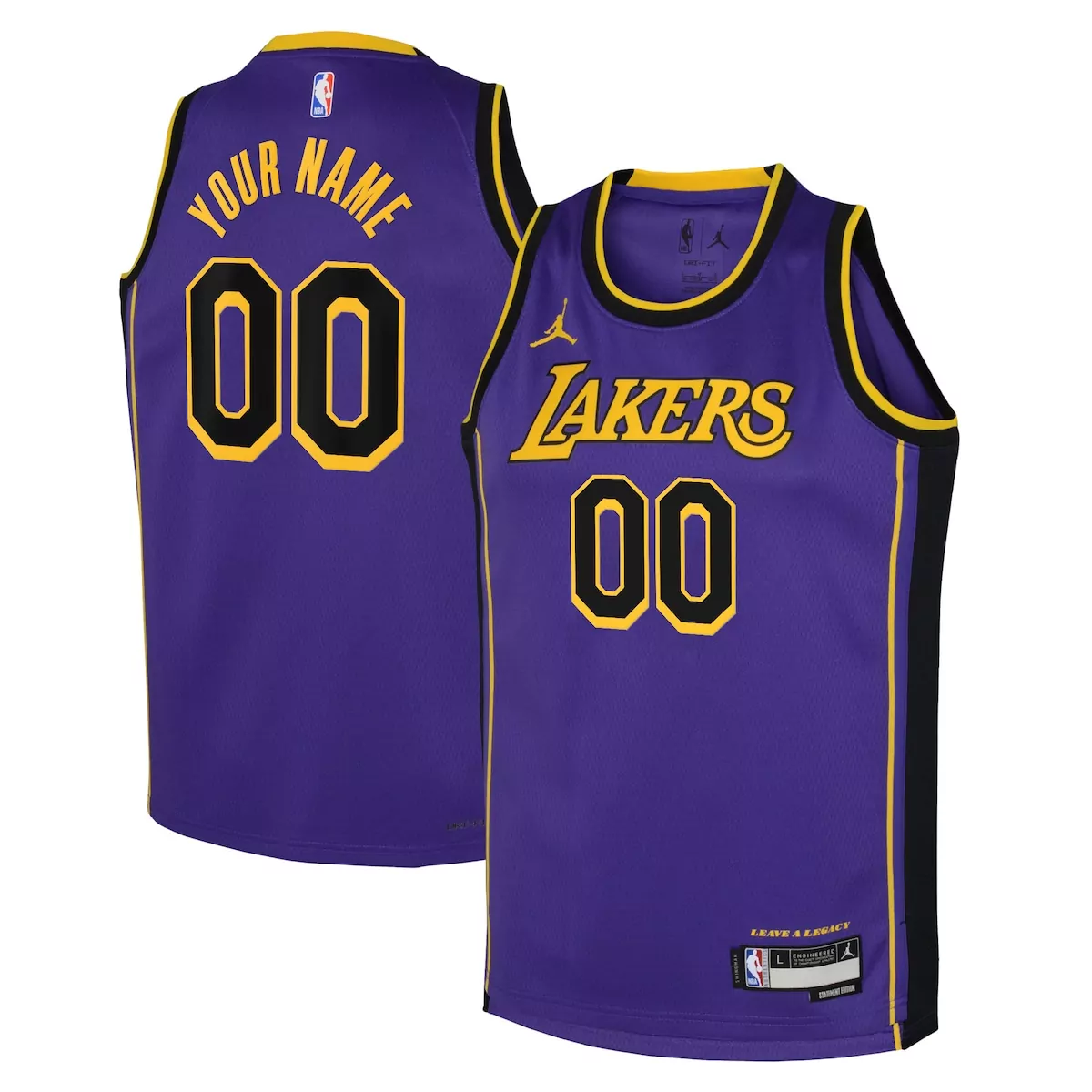 Custom Los Angeles Lakers Jersey Purple Men Yellow Black