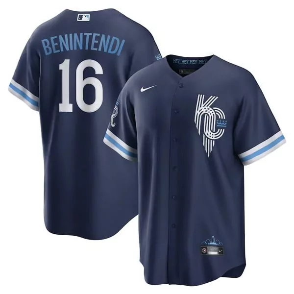 Andrew Benintendi 16 Jersey Navy City Connect Kansas Royals Men White Light Blue