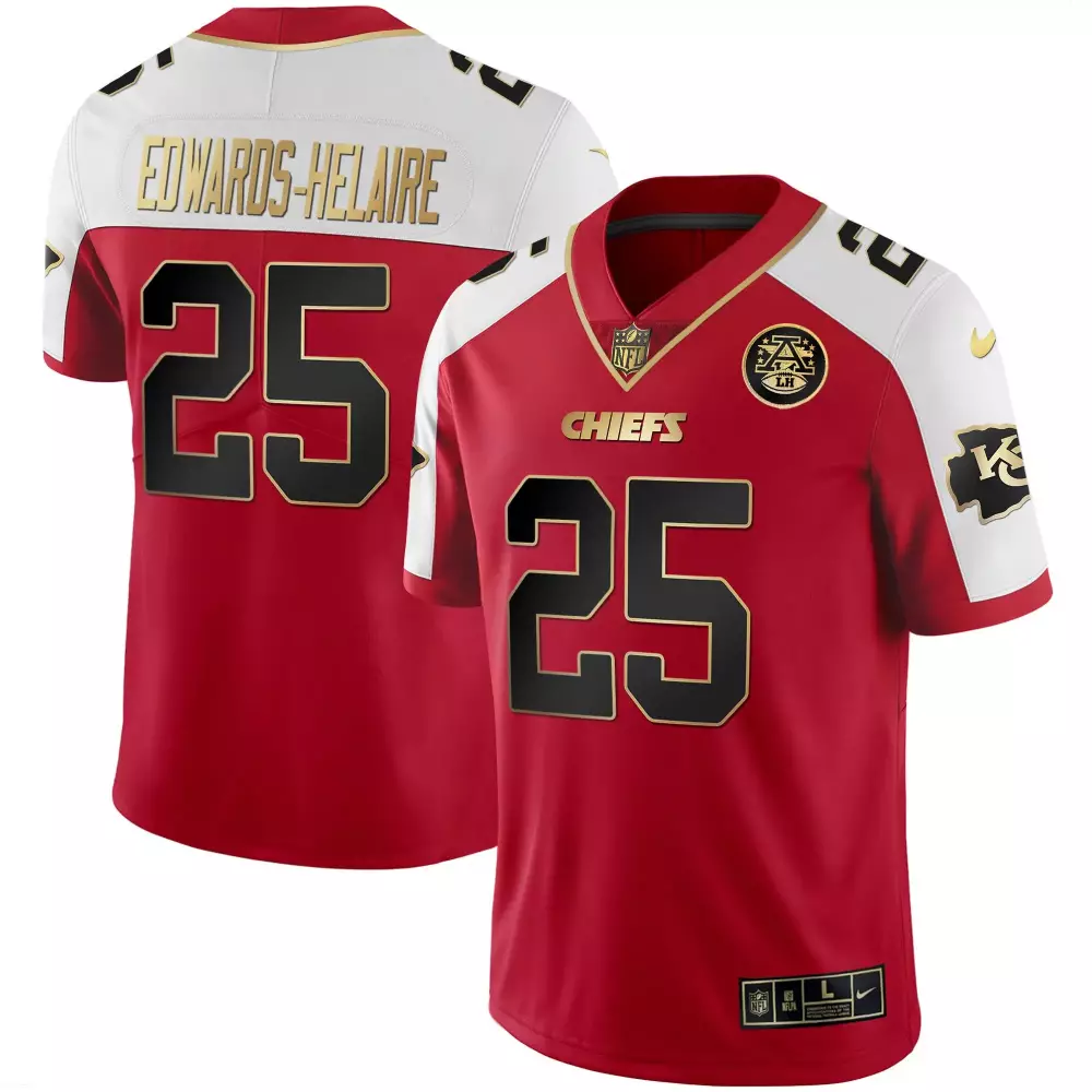 Edwards-helaire 25 Chiefs Jersey Red Super Bowl Lviii Champions Men Replica White