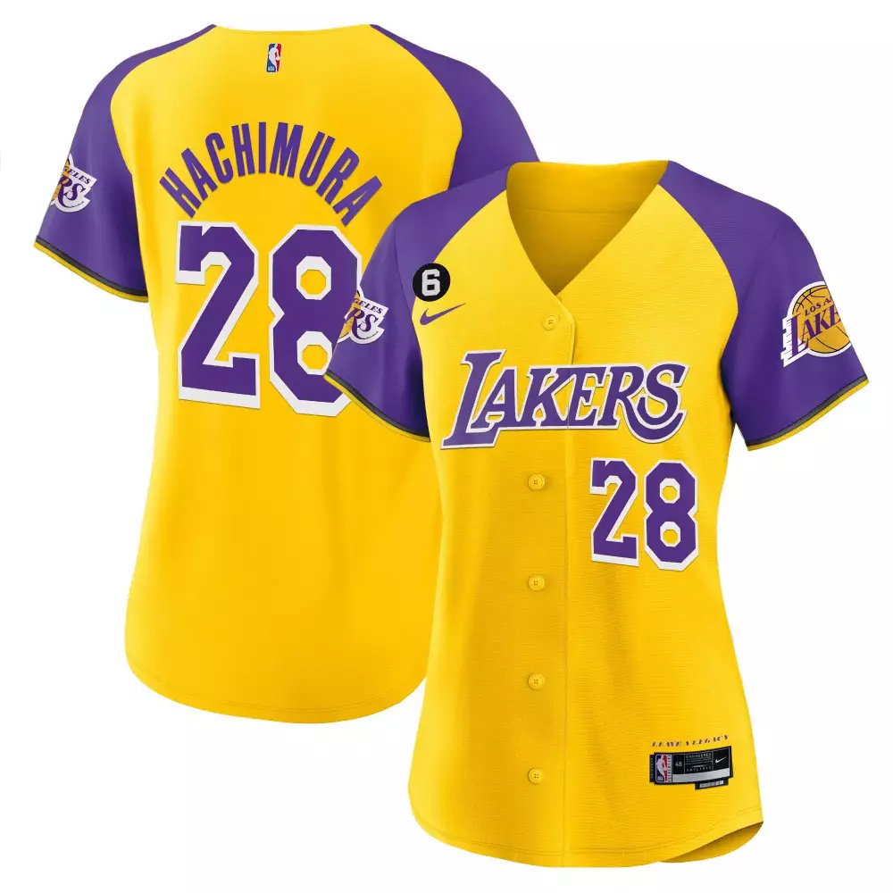 Rui Hachimura 28 Jersey Yellow Los Angeles Lakers Women Purple All Stitched Vapor