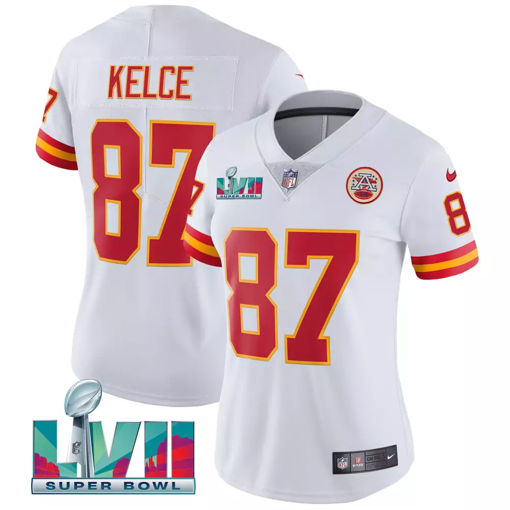 Travis Kelce 87 Jersey White Kansas City Chiefs Super Bowl Lvii Men NFL Alternate