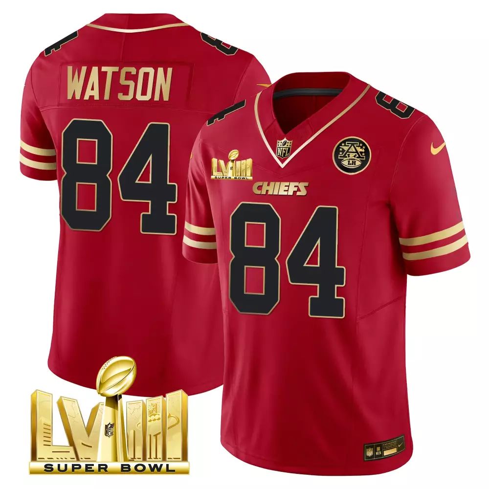 Watson Male 84 Chiefs Jersey Red Super Bowl Lvii Men NFL Black Gold All Stitched