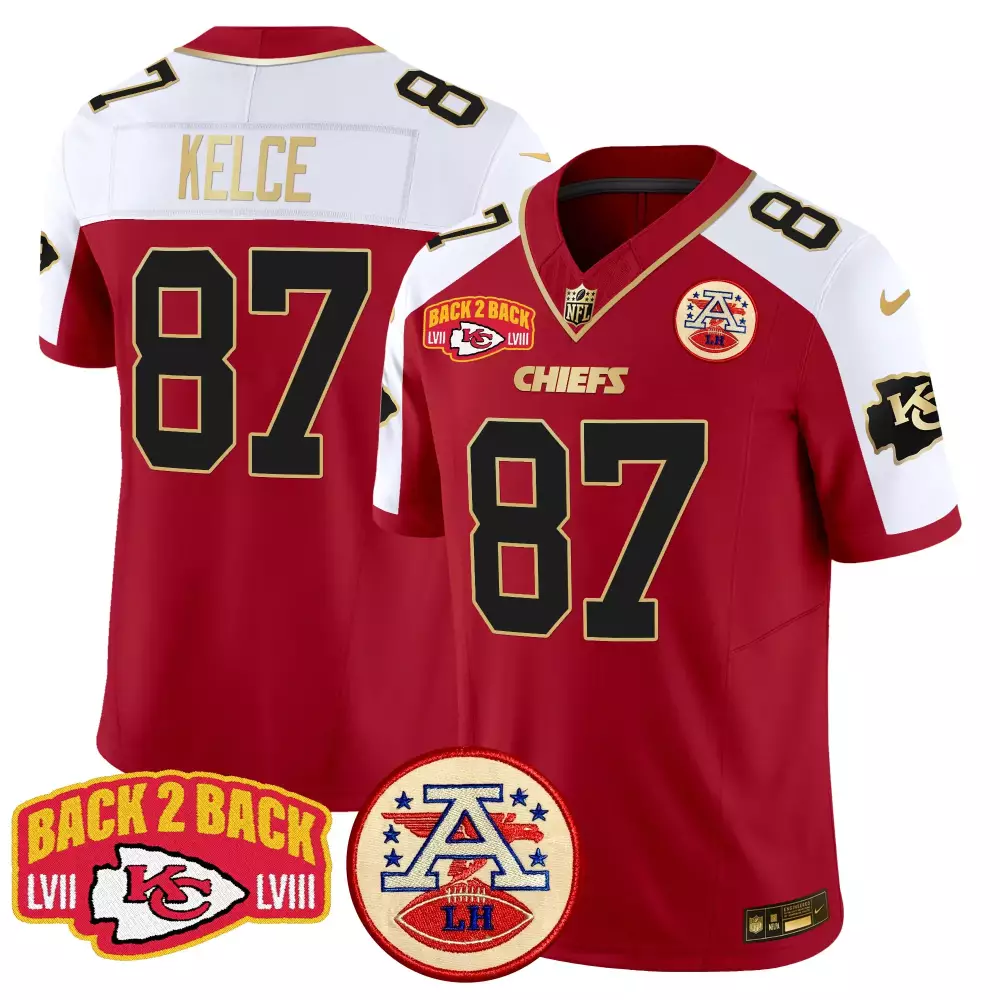 Travis Kelce 87 Chiefs Jersey Red Super Bowl Lviii Champions Lvii Lh 2023 Men Player