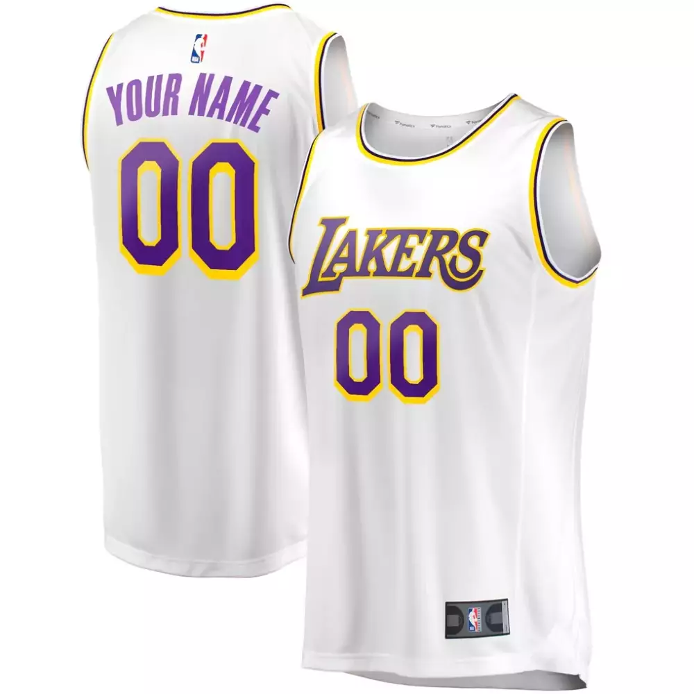 Custom Lakers Jersey White Men Purple Yellow Replica