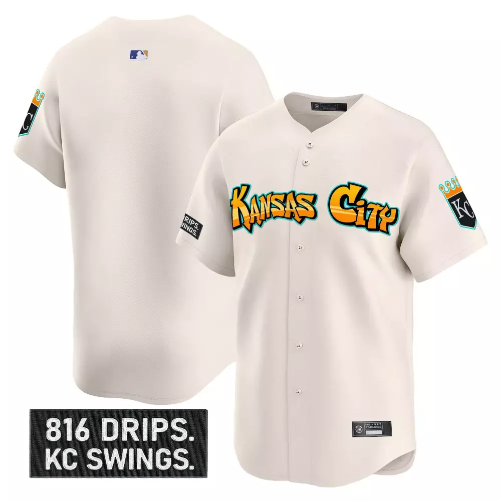Greinke Kc Kansas City Royals Jersey Cream Connect 816 Drips. Swings. Men Button-up