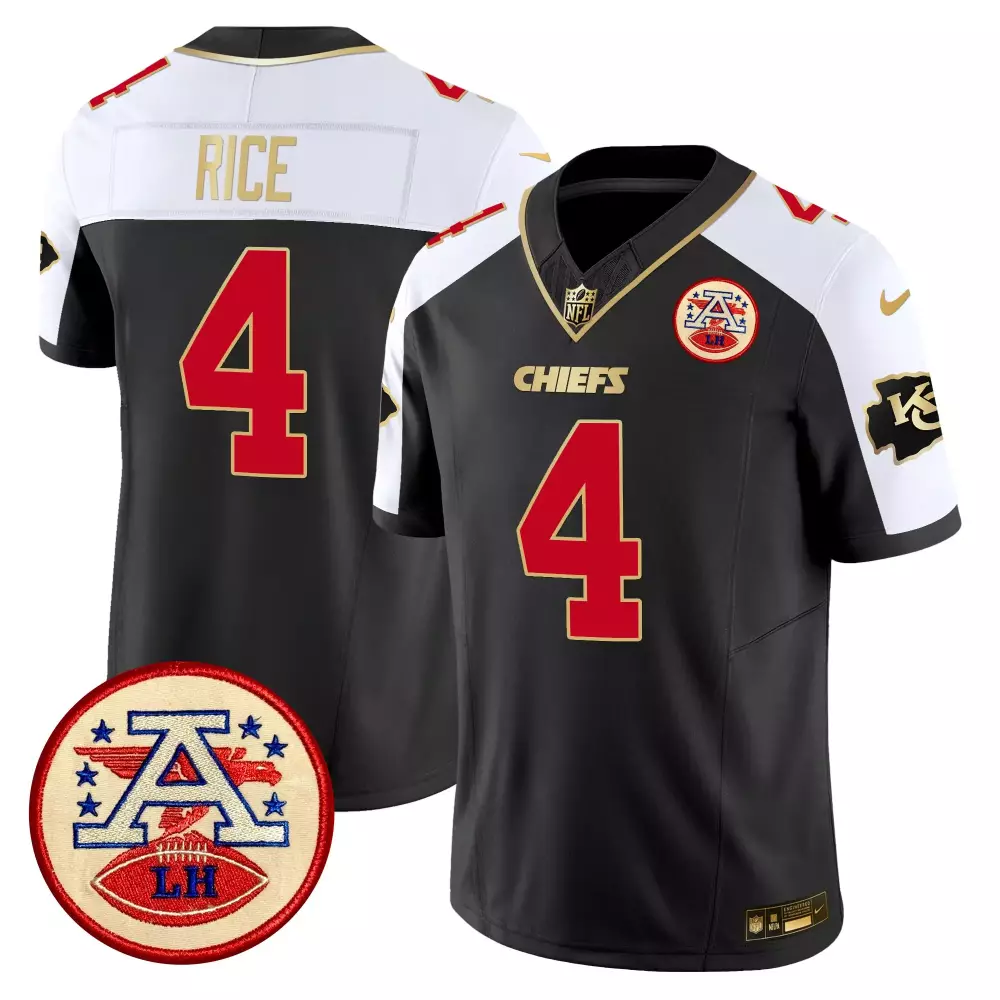 Rice 4 Chiefs Jersey Black Afl 75TH Anniversary Kc Men White Red Gold Alternate Vapor