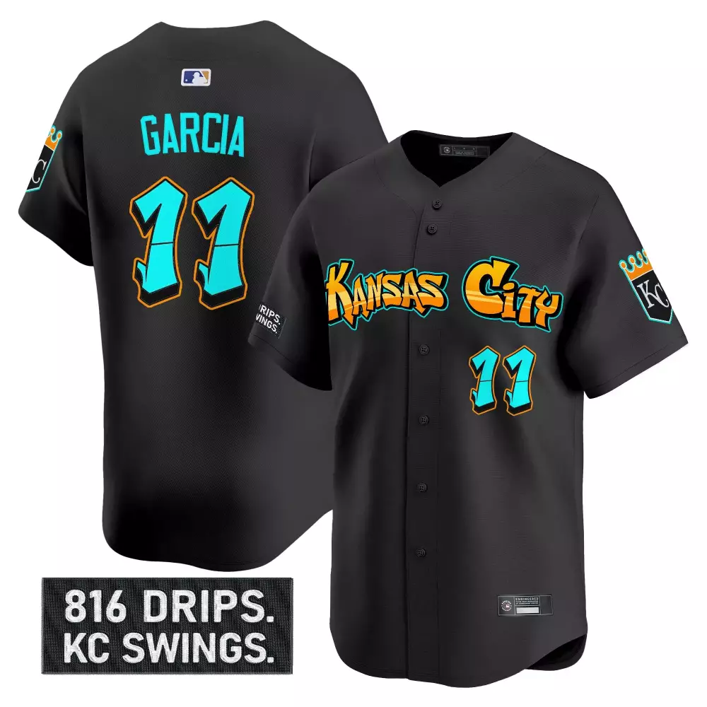 Maikel Garcia 11 Jersey Black 816 Drips. Kc Swings. Kansas City Royals Men Inverted