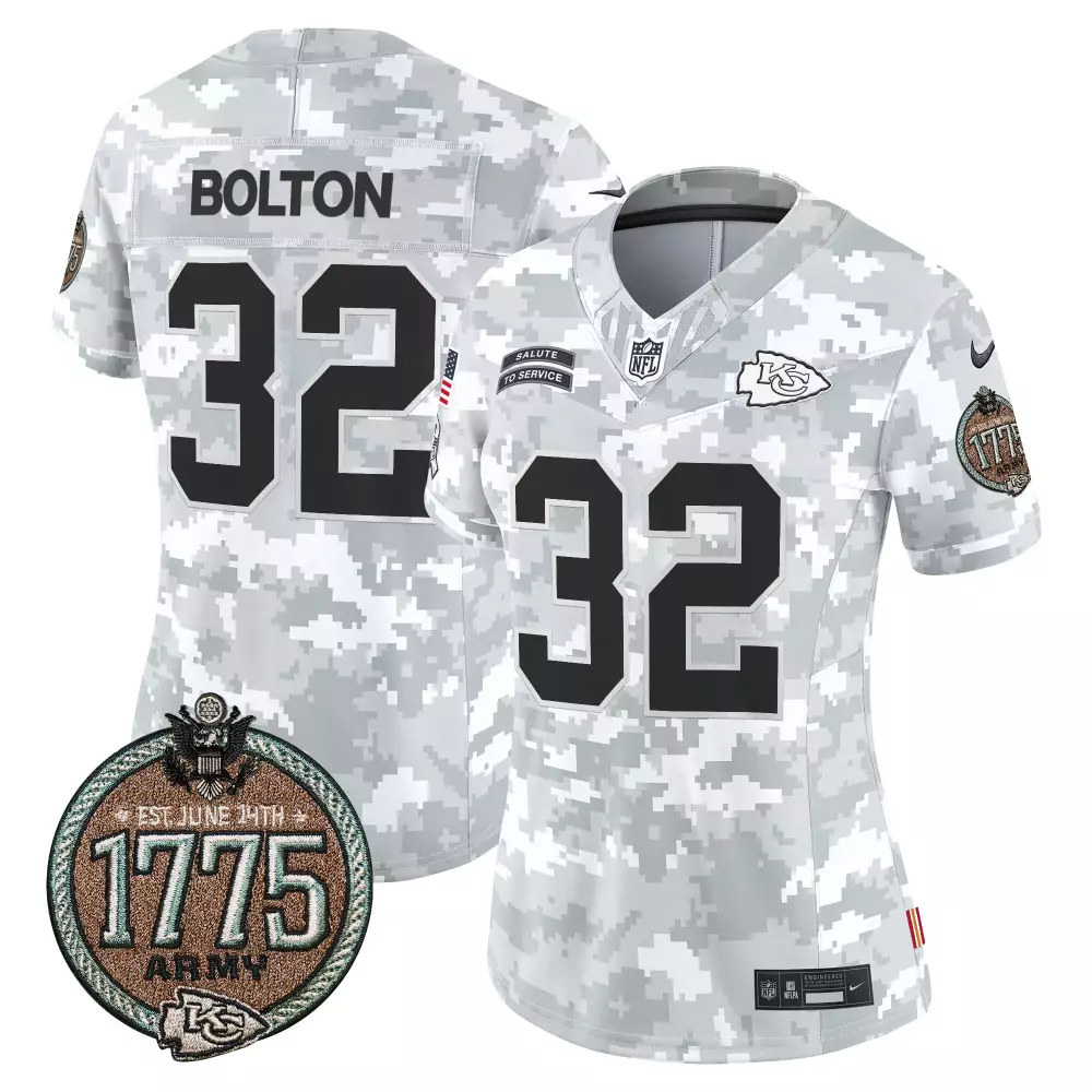 Nick Bolton 32 Kansas City Chiefs Jersey White Salute To Service 1775 Army Men NFL