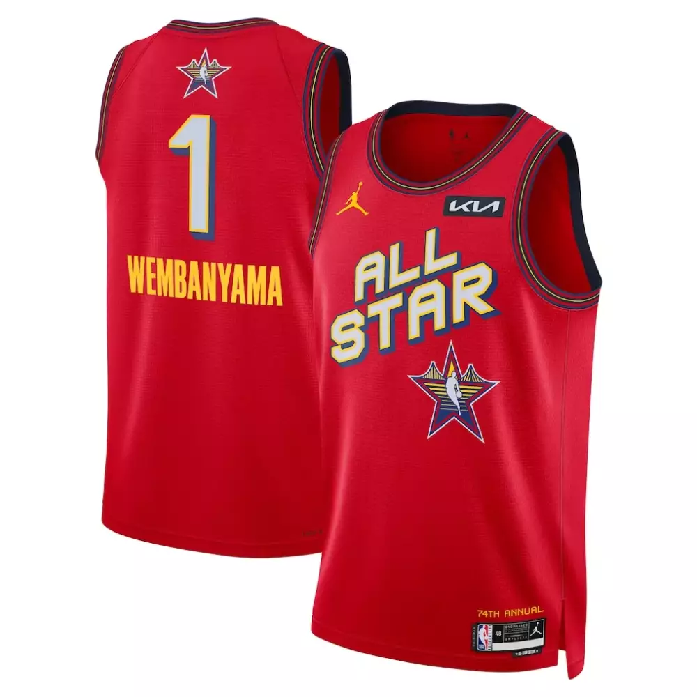Victor Wembanyama 1 All Star Jersey Red 74th Annual Kia Men Yellow Blue White Navy