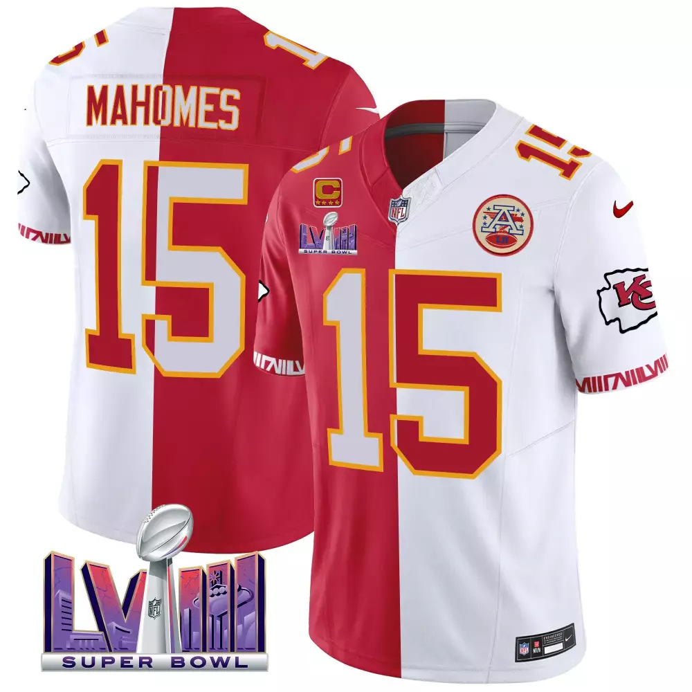Patrick Mahomes 15 Jersey Red Super Bowl Lvii Kansas City Chiefs Men NFL Split Design