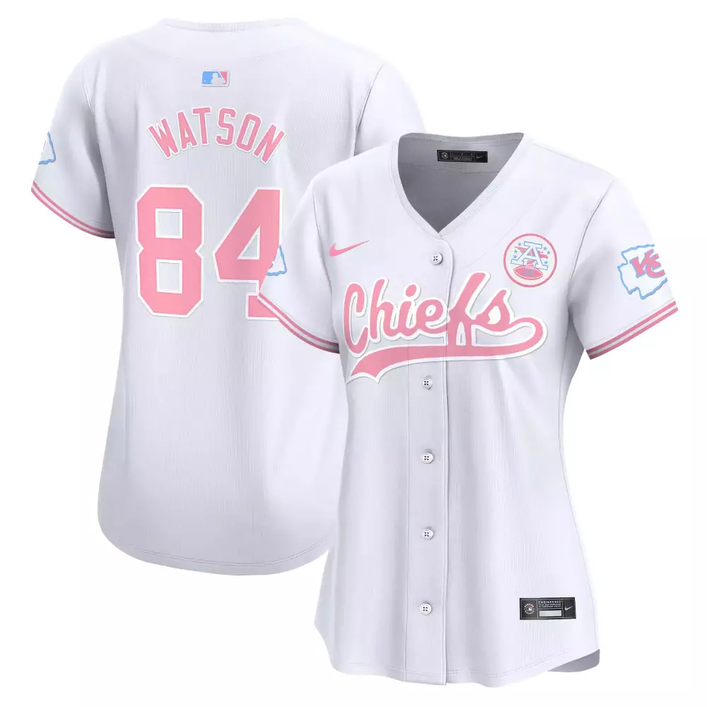 Tre Watson 84 Kansas City Royals Jersey White Women Alternate Pink Light Blue All