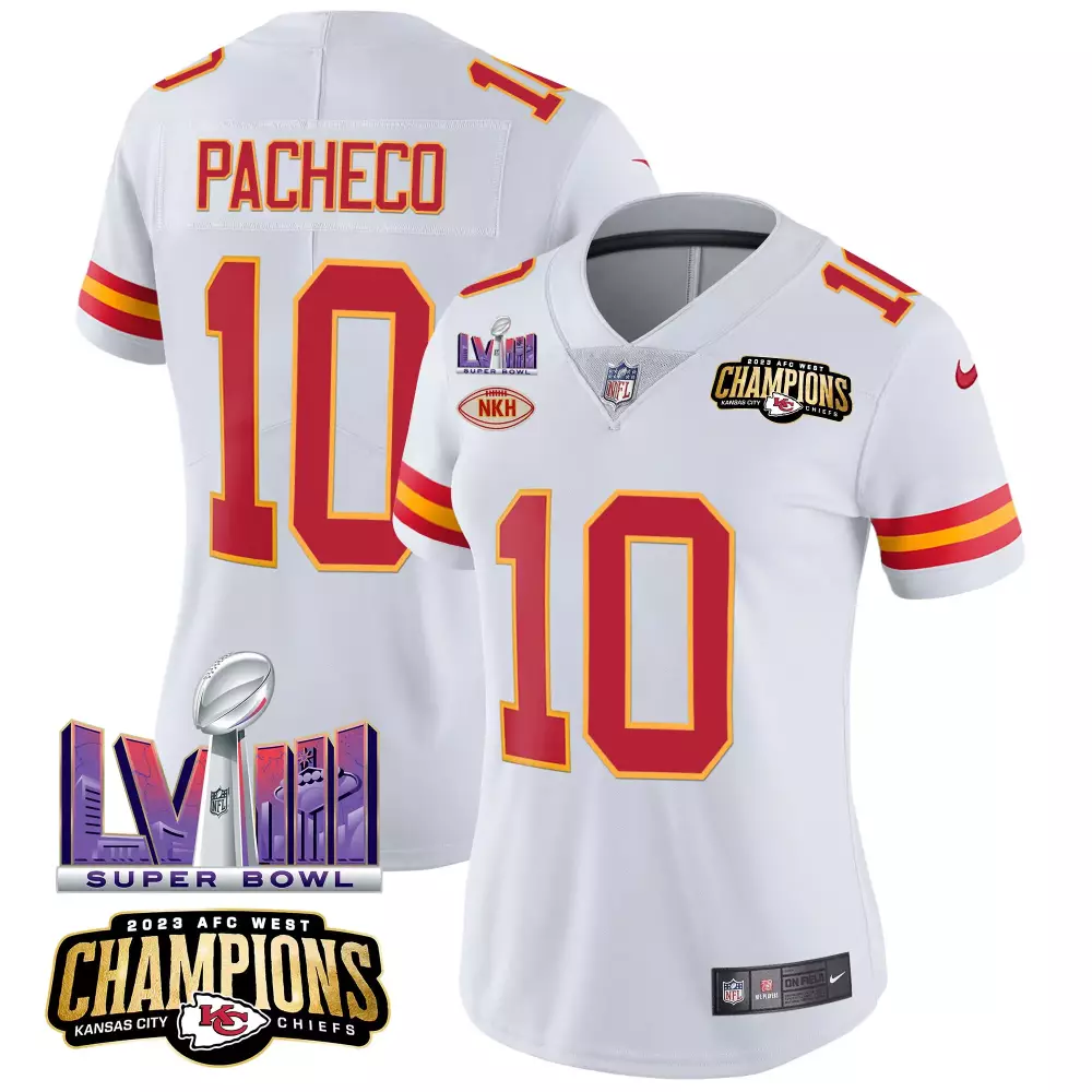 Isiah Pacheco 10 Jersey White Super Bowl Lvii Champions Kansas City Chiefs 2023 AFC West
