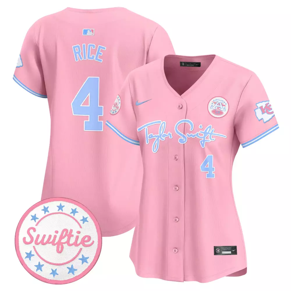 Rice 4 Kansas City Royals Jersey Pink Taylor Swift Swiftie 2023 Women Alternate Light Blue