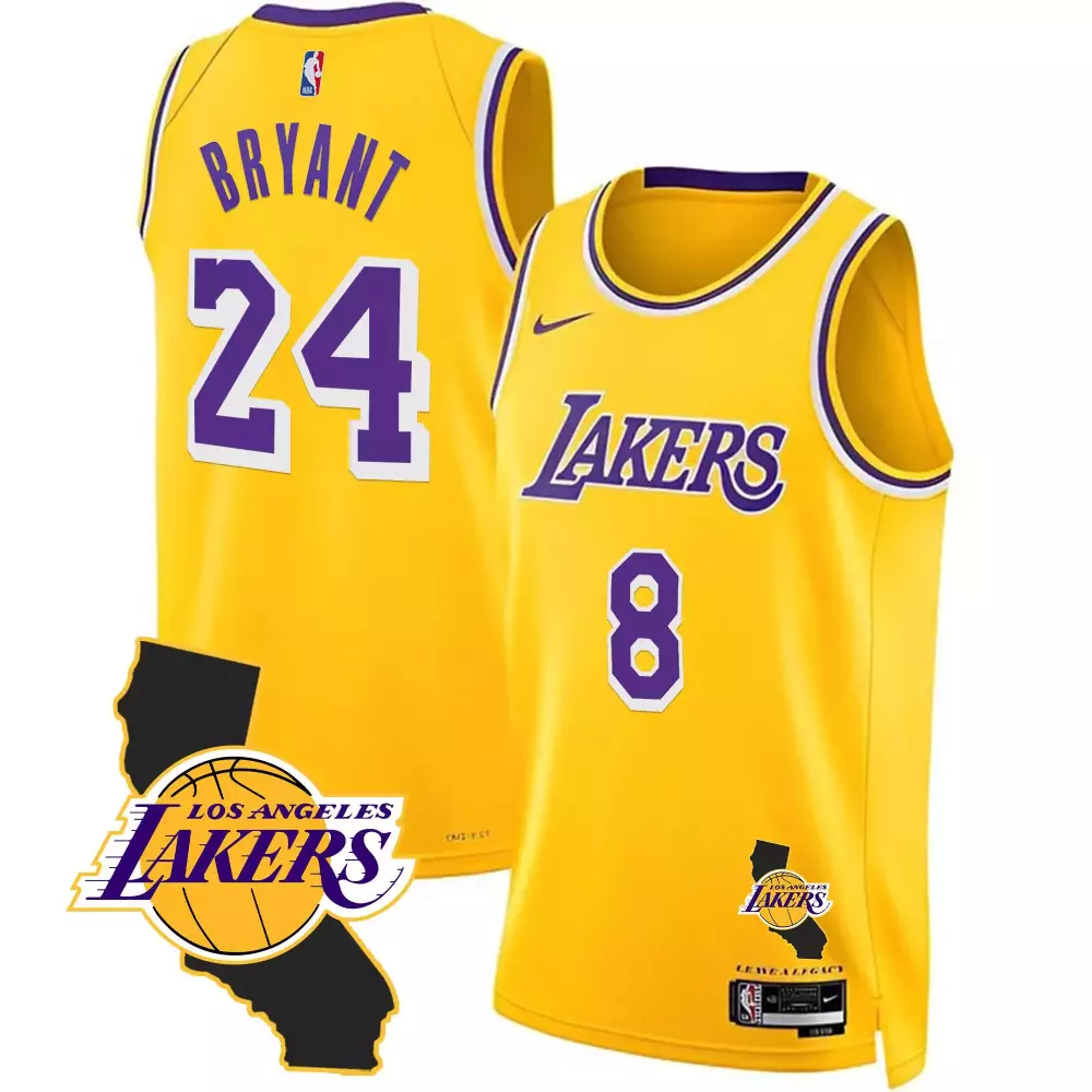 Kobe Bryant 24 Los Angeles Lakers Jersey Yellow City Edition Men Purple All Stitched