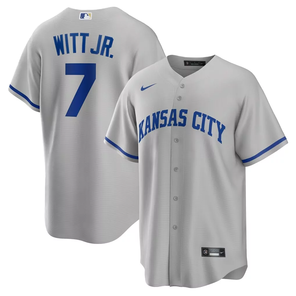 Bobby Witt Jr. 7 Jersey Gray Kansas City Royals Men Royal Blue Replica