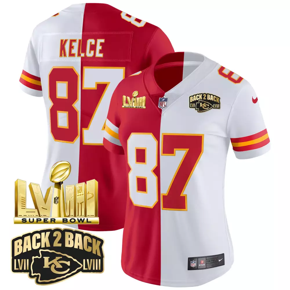 Travis Kelce 87 Jersey Red Super Bowl Lvii & Lviii Champions Kansas City Chiefs To 2023