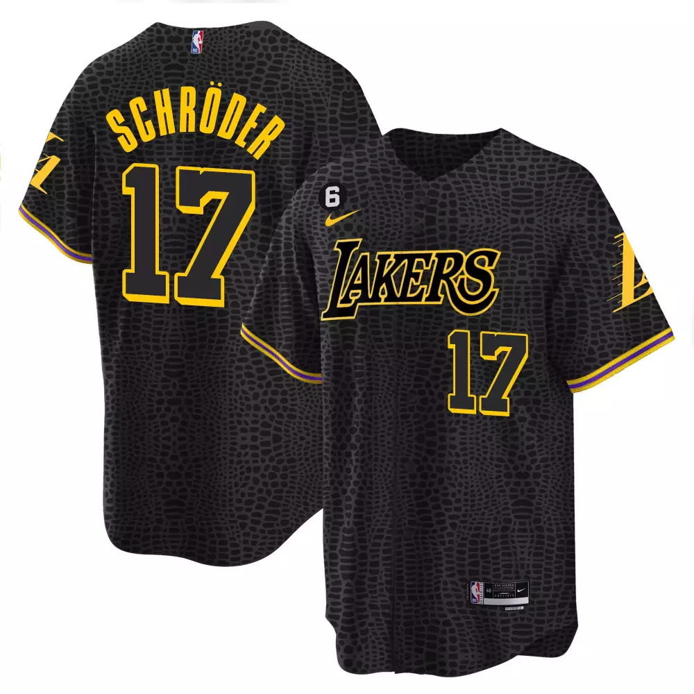 Dennis Schroder 17 Lakers Jersey Black Men Alternate Custom Design Yellow Purple