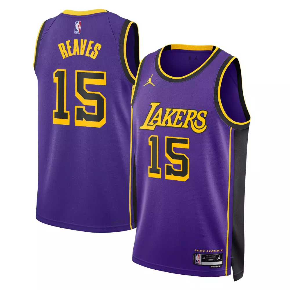 Austin Reaves 15 Lakers Jersey Purple Men Yellow Black Swingman All Stitched
