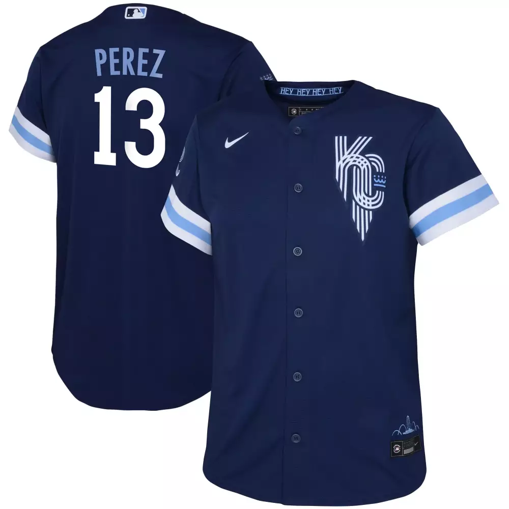 Salvador Perez 13 Royals Jersey Navy Blue Men Light White All Stitched Unisex