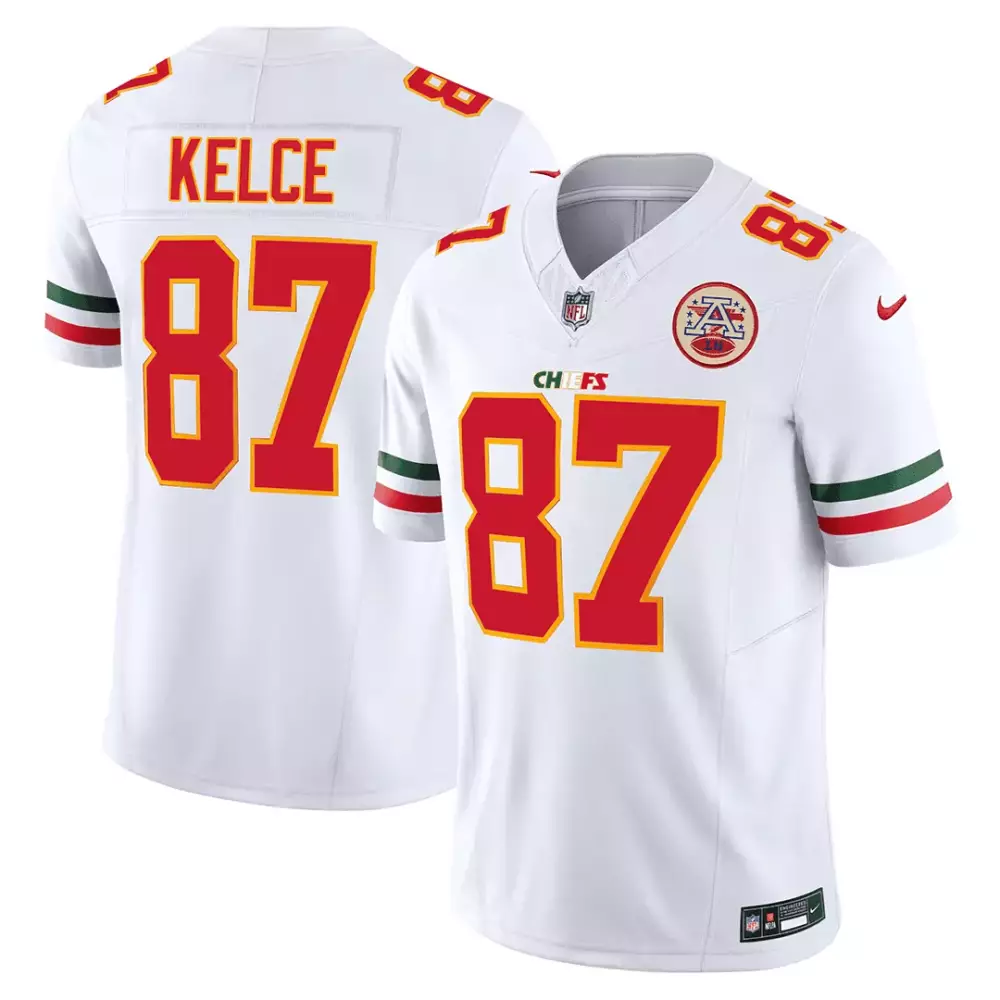 Travis Kelce 87 Chiefs Jersey White Afl 50th Anniversary Men Alternate Red Green