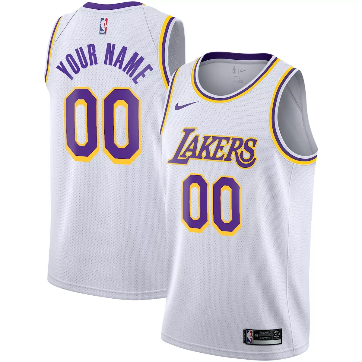 Custom Los Angeles Lakers Jersey White Men Purple Gold