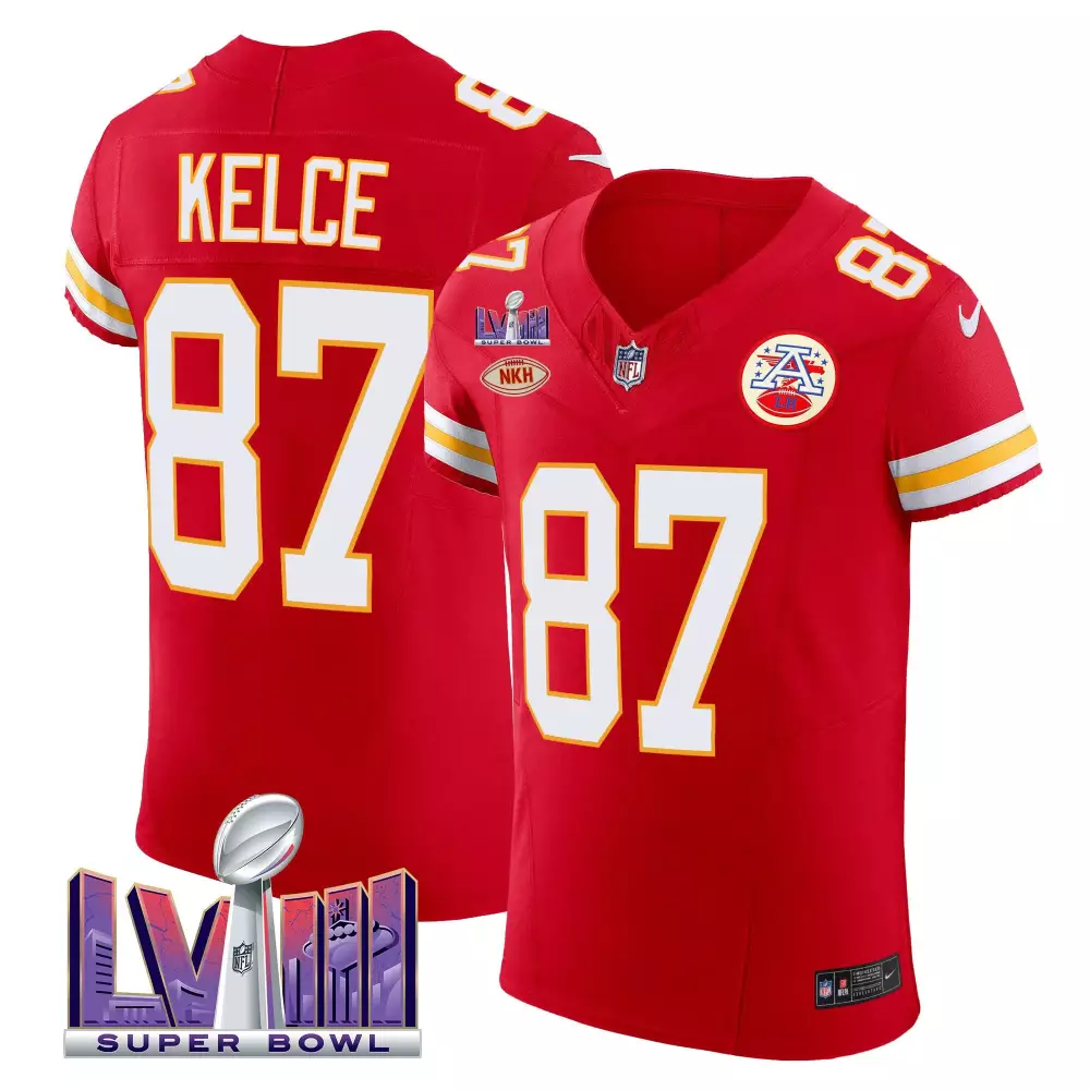 Travis Kelce 87 Jersey Red Super Bowl Lvii Kansas City Chiefs Nkh Men White Yellow
