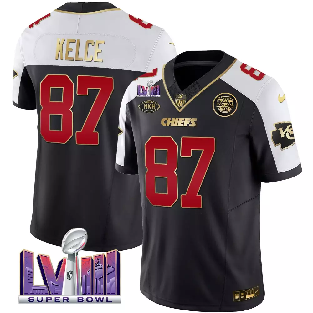 Travis Kelce 87 Chiefs Jersey Black Super Bowl Lvii 2022 Men Player Alternate White