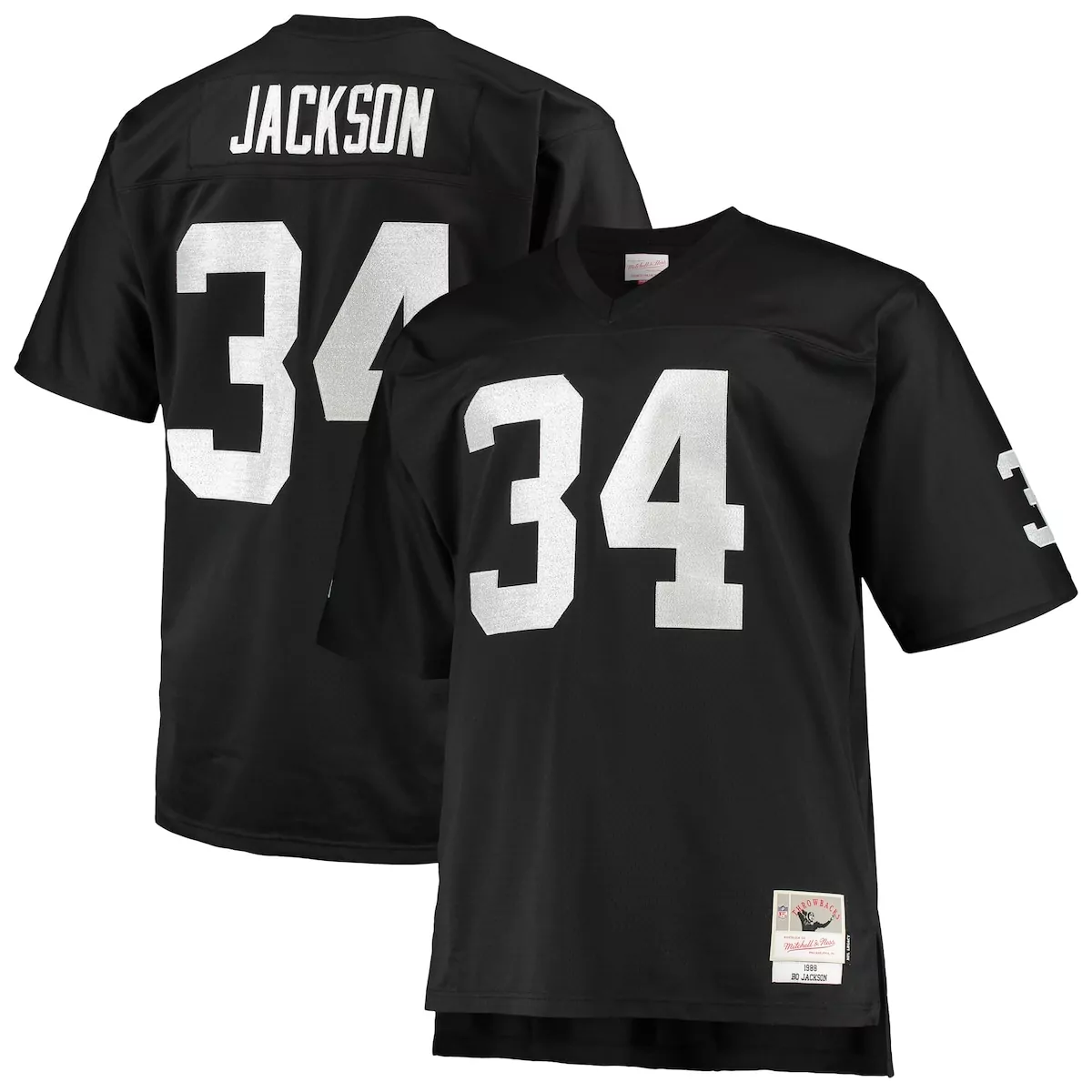 Bo Jackson 34 Raiders Jersey Black Throwback Mitchell Ness Men White Retired