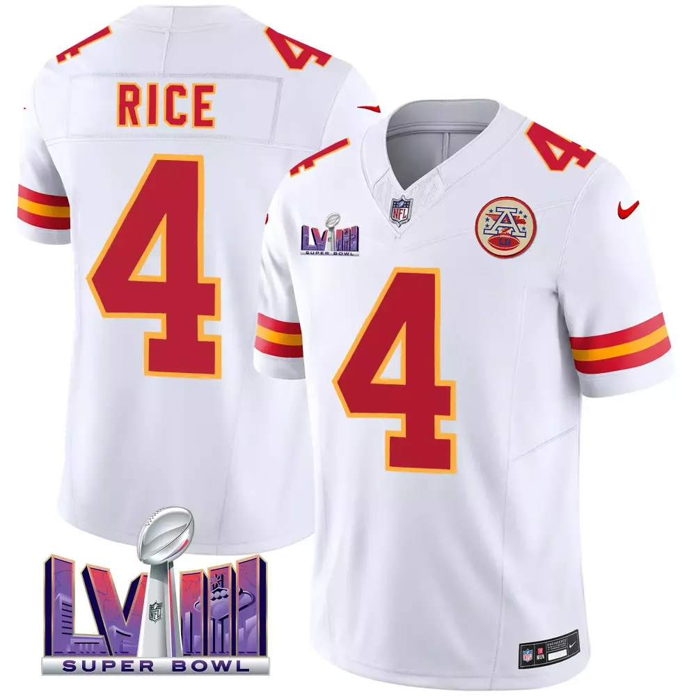 Rashee Rice 4 Kansas City Chiefs Jersey White Super Bowl Lviii 2023 Men Alternate