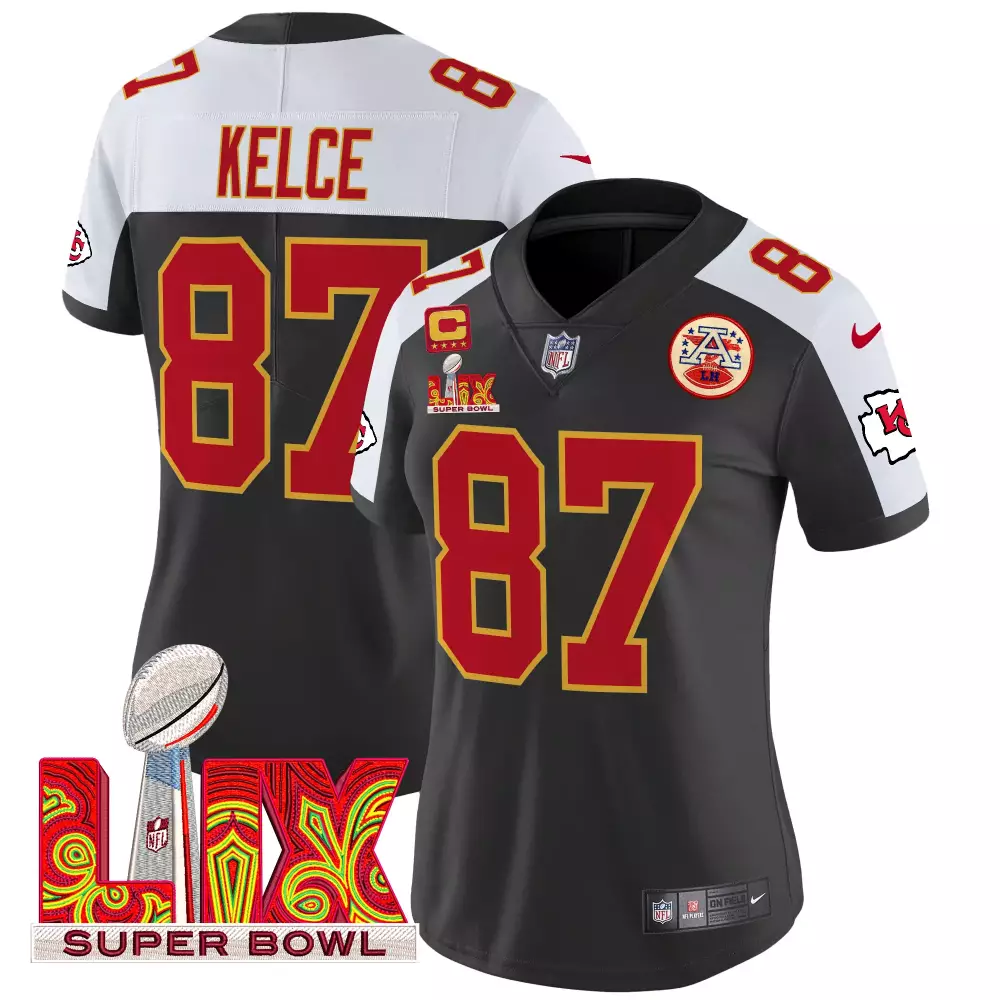 Travis Kelce 87 Jersey Black Super Bowl Lix Kansas City Chiefs Men Alternate Red
