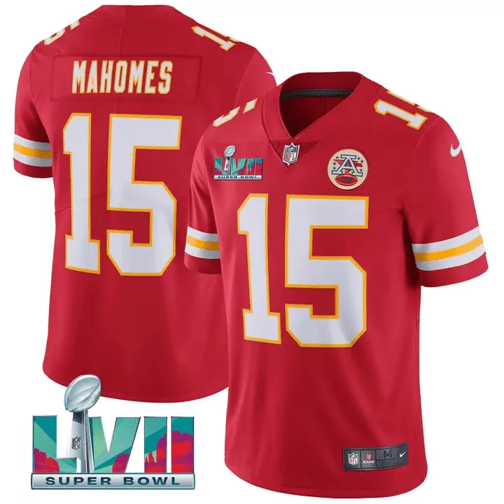 Patrick Mahomes 15 Jersey Red Super Bowl Lvii Kansas City Chiefs Men White Yellow