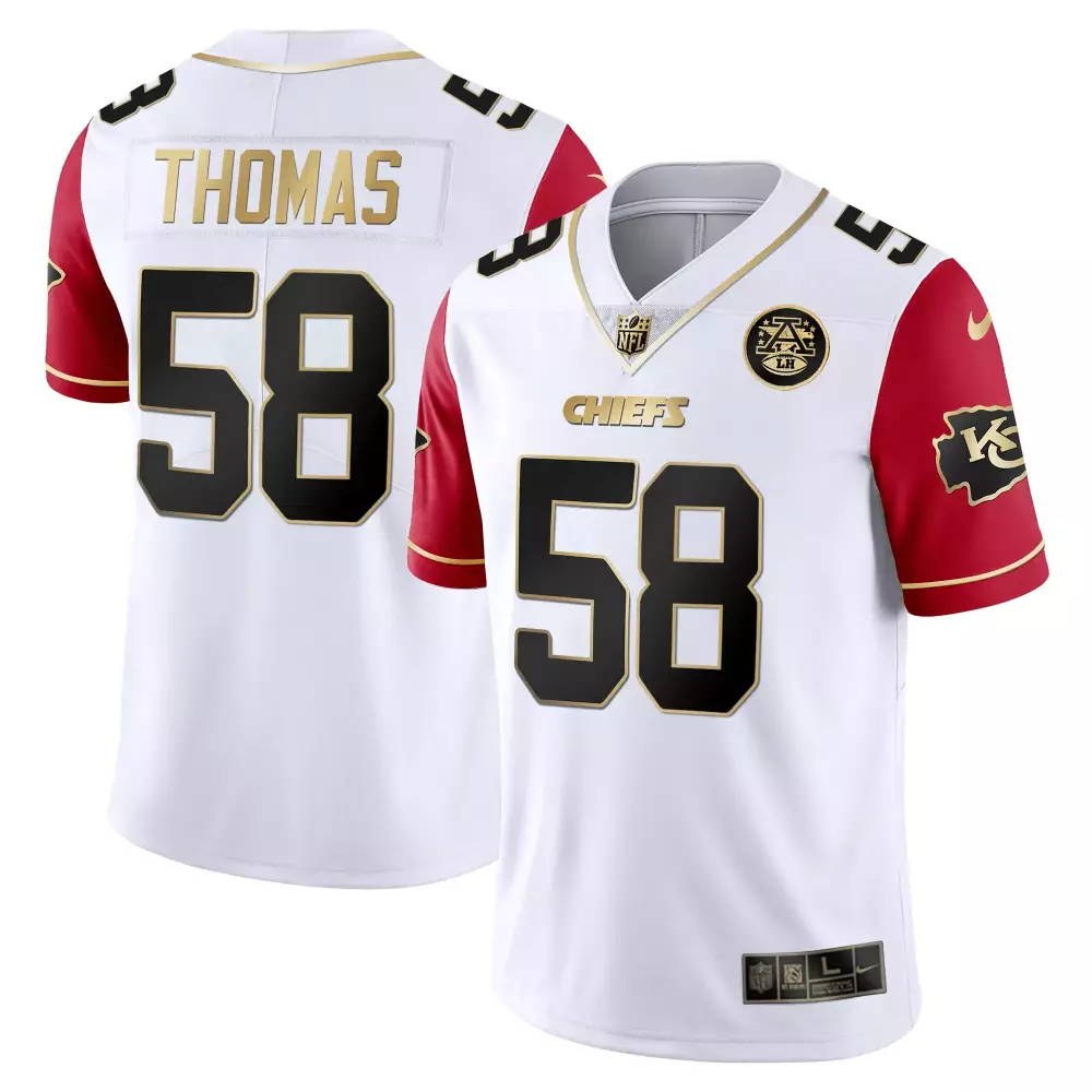R Mason 58 Chiefs Jersey White AFC Championship Afl 60 Men NFL Split Red Gold All