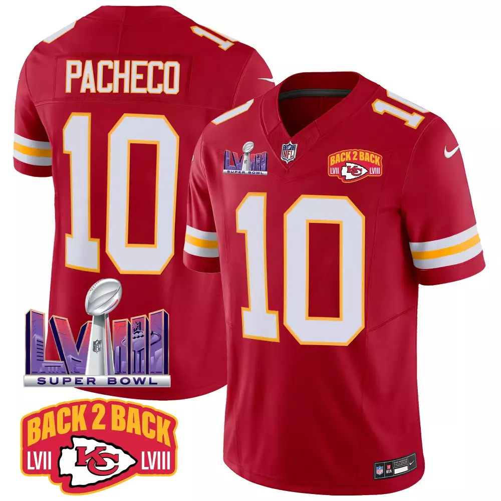 Pacheco Back 10 Jersey Red Super Bowl Champions Kansas City Chiefs Lvii Lviii Men