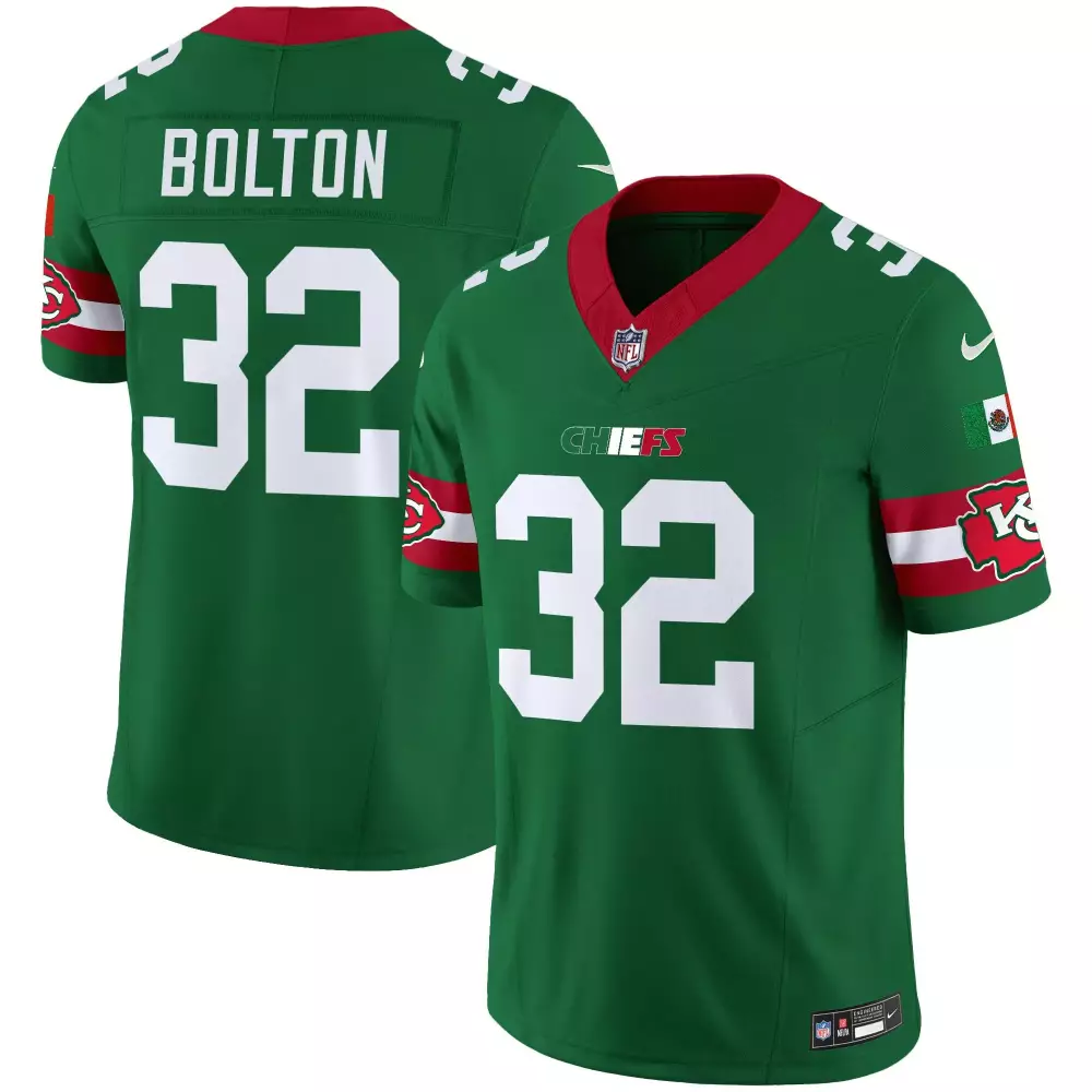 Nick Bolton 32 Chiefs Jersey Green Mexico Flag Men Alternate Red White Vapor Limited