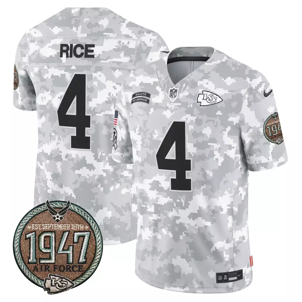 Rashee Rice 4 Kansas City Chiefs Jersey Grey Salute To Service Men Alternate Custom Design