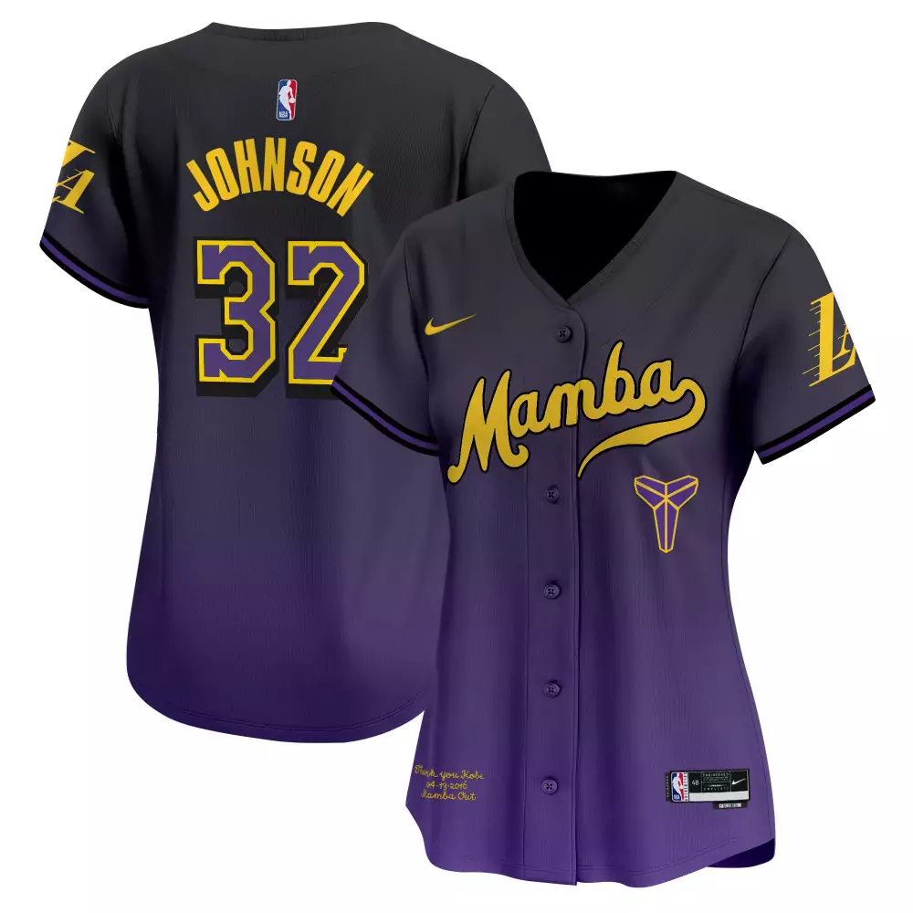 Magic Johnson 32 Jersey Purple Mamba Day Los Angeles Lakers Men Alternate Split Design