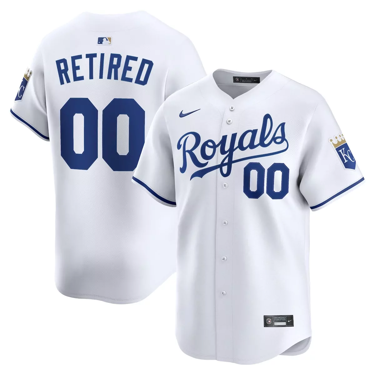 Retired Roster Kansas City Royals Jersey White Men Royal Blue Home Limited