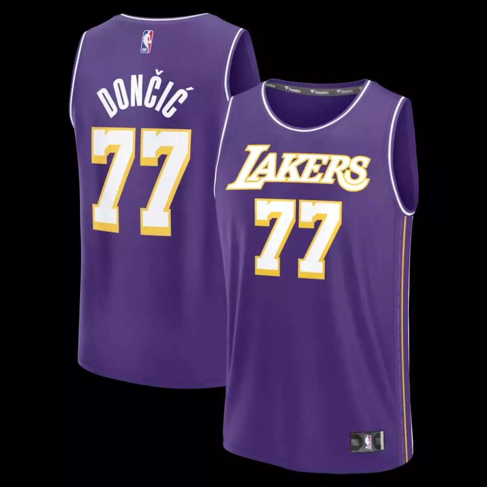 Luka Don 77 Lakers Jersey Purple Men Player Yellow White